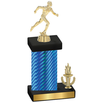 Accented Single Blue Carbon Fiber Victory Running Trophy