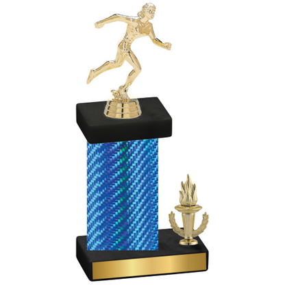 Accented Single Blue Carbon Fiber Victory Running Trophy