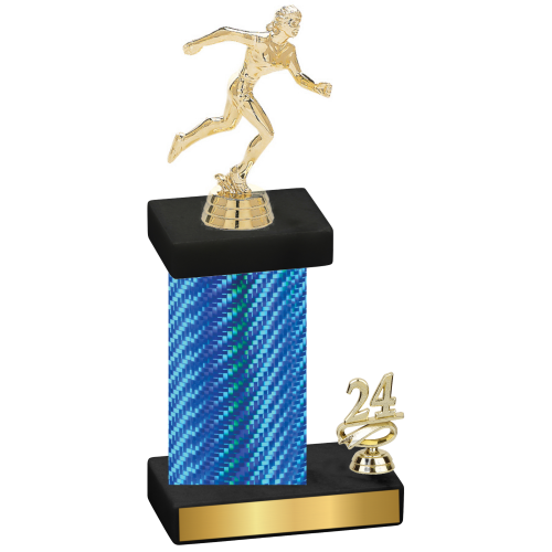 Accented Single Blue Carbon Fiber Year Running Trophy