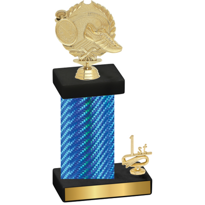 Accented Single Blue Carbon Fiber First Place Running Trophy