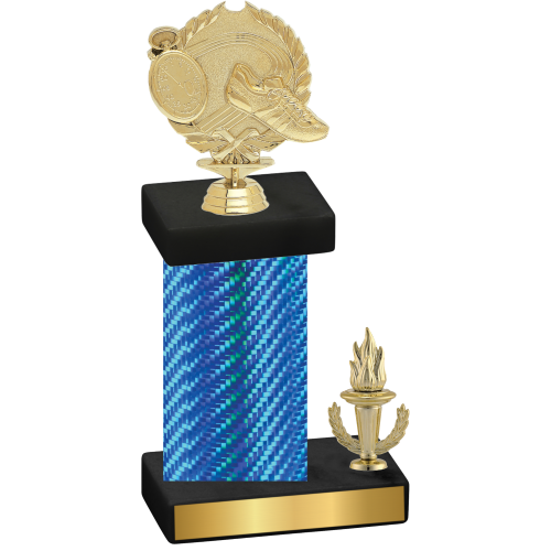 Accented Single Blue Carbon Fiber Victory Running Trophy