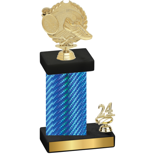 Accented Single Blue Carbon Fiber Year Running Trophy