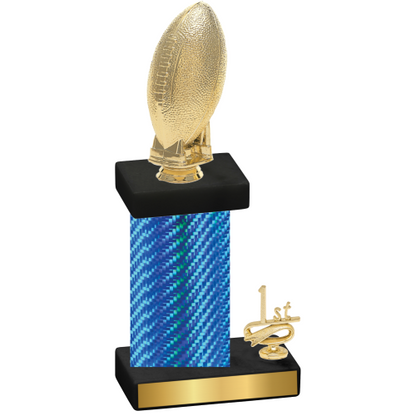 Accented Single Blue Carbon Fiber First Place Football Trophy