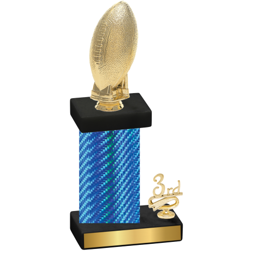 Accented Single Blue Carbon Fiber Third Place Football Trophy