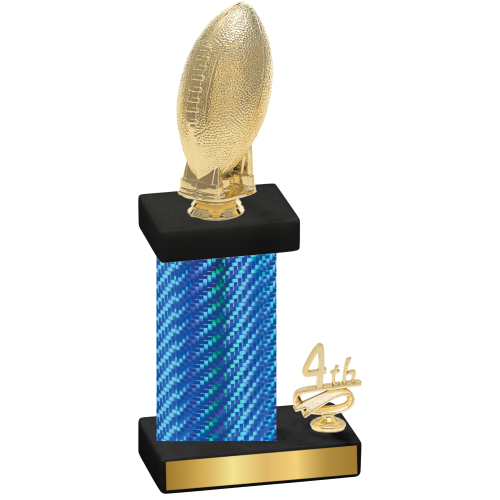 Accented Single Blue Carbon Fiber Fourth Place Football Trophy