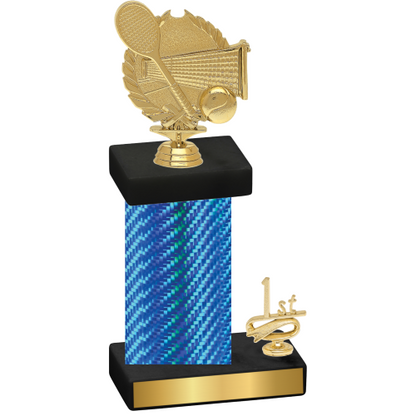 Accented Single Blue Carbon Fiber First Place Tennis Trophy