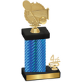 Accented Single Blue Carbon Fiber Fourth Place Tennis Trophy