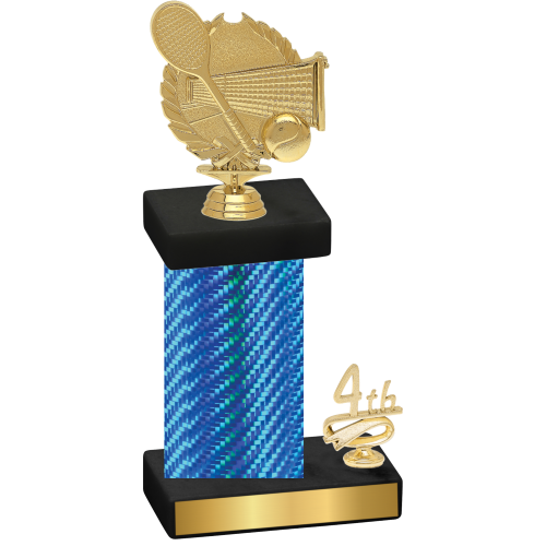 Accented Single Blue Carbon Fiber Fourth Place Tennis Trophy