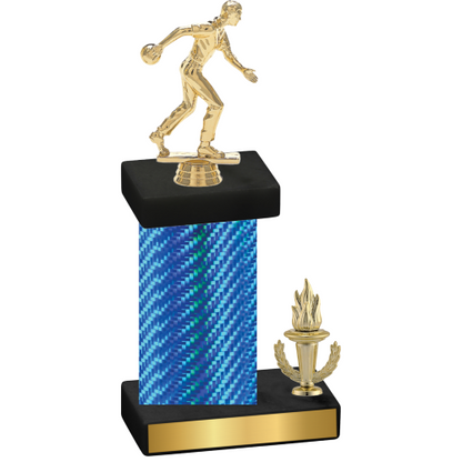 Accented Single Blue Carbon Fiber Victory Bowling Trophy