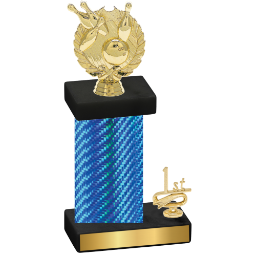 Accented Single Blue Carbon Fiber First Place Bowling Trophy