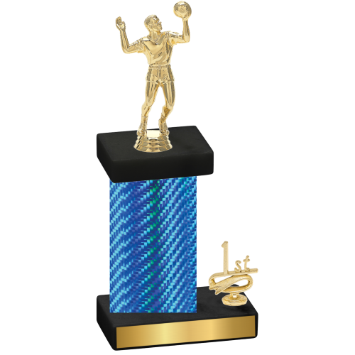 Accented Single Blue Carbon Fiber First Place Volleyball Trophy