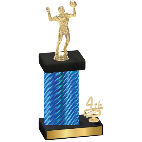 Accented Single Blue Carbon Fiber Fourth Place Volleyball Trophy