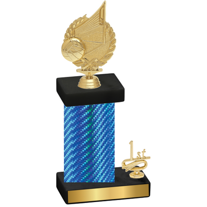 Accented Single Blue Carbon Fiber First Place Volleyball Trophy