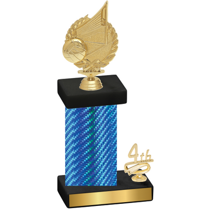 Accented Single Blue Carbon Fiber Fourth Place Volleyball Trophy