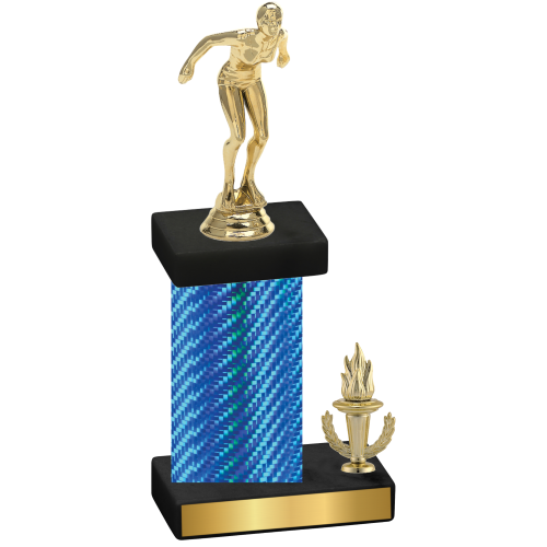 Accented Single Blue Carbon Fiber Victory Tennis Trophy