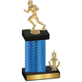 Accented Single Blue Carbon Fiber Victory Football Trophy
