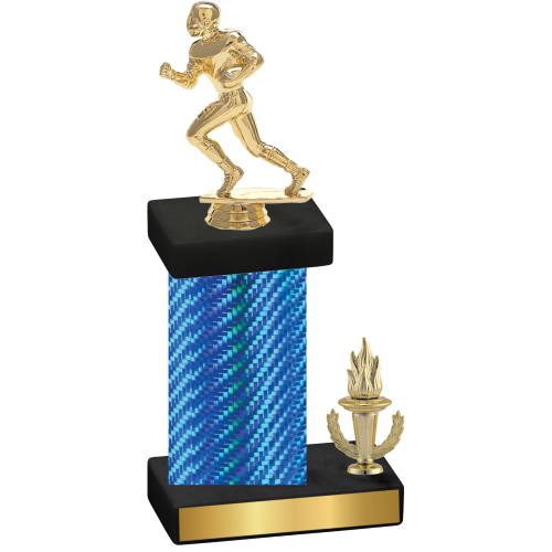 Accented Single Blue Carbon Fiber Victory Football Trophy