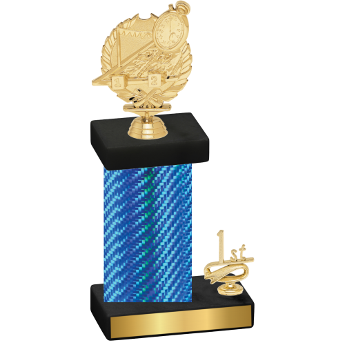 Accented Single Blue Carbon Fiber First Place Swimming Trophy