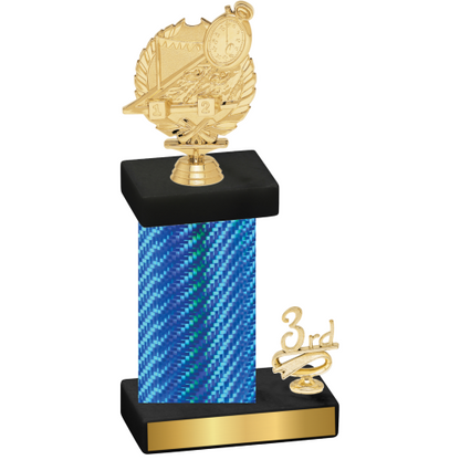 Accented Single Blue Carbon Fiber Third Place Swimming Trophy