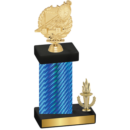 Accented Single Blue Carbon Fiber Victory Swimming Trophy