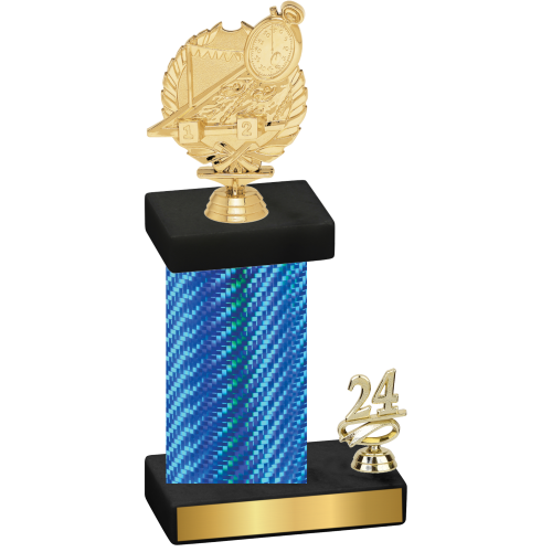 Accented Single Blue Carbon Fiber Year Swimming Trophy