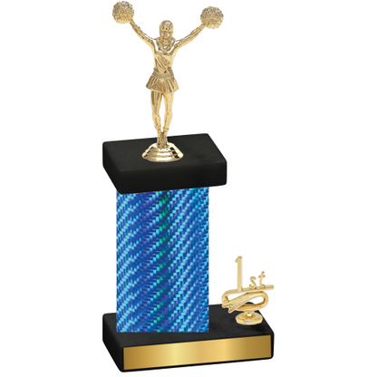 Accented Single Blue Carbon Fiber First Place Cheerleading Trophy