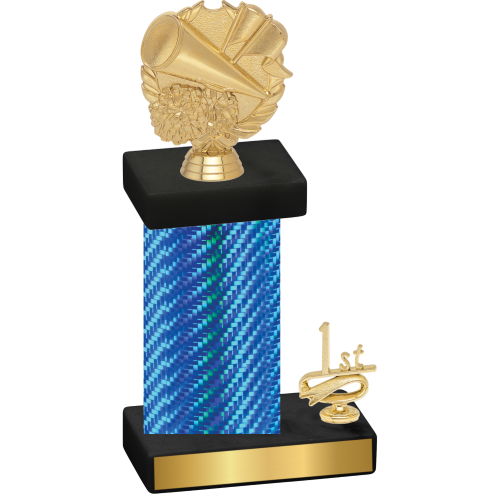 Accented Single Blue Carbon Fiber First Place Cheerleading Trophy