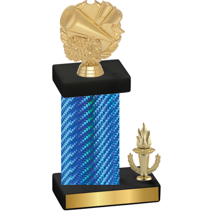 Accented Single Blue Carbon Fiber Victory Cheerleading Trophy