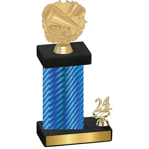 Accented Single Blue Carbon Fiber Year Cheerleading Trophy