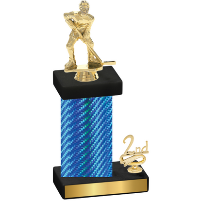 Accented Single Blue Carbon Fiber Second Place Hockey Trophy