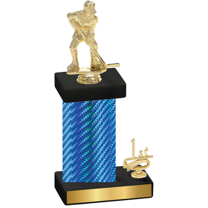 Accented Single Blue Carbon Fiber First Place Hockey Trophy