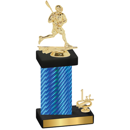 Accented Single Blue Carbon Fiber First Place Lacrosse Trophy