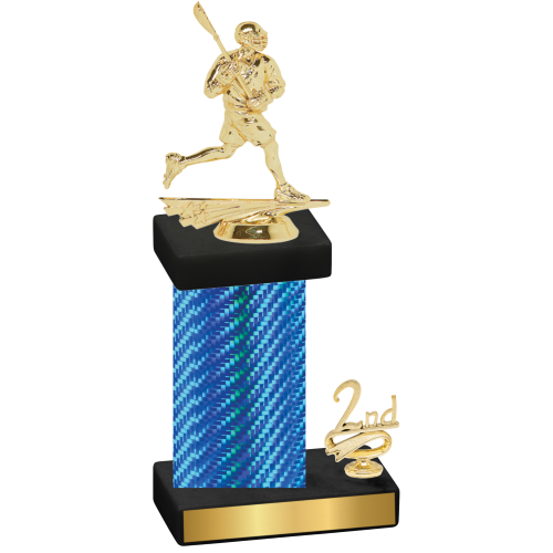 Accented Single Blue Carbon Fiber Second Place Lacrosse Trophy