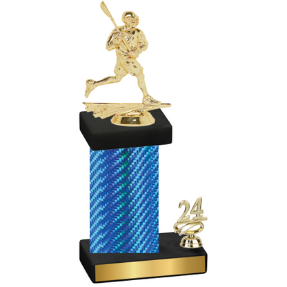 Accented Single Blue Carbon Fiber Year Lacrosse Trophy