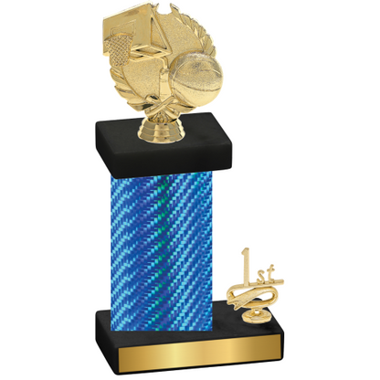 Accented Single Blue Carbon Fiber First Place Basketball Trophy