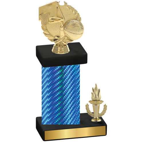 Accented Single Blue Carbon Fiber Victory Basketball Trophy