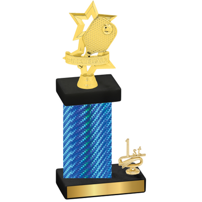 Accented Single Blue Carbon Fiber First Place Pickleball Trophy