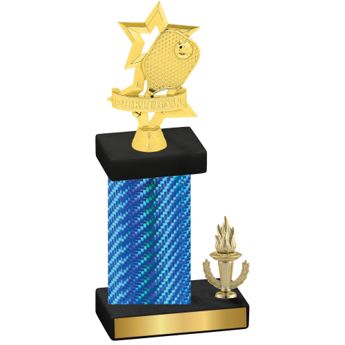 Accented Single Blue Carbon Fiber Victory Pickleball Trophy