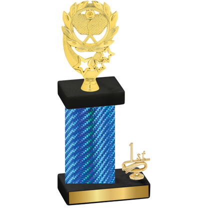 Accented Single Blue Carbon Fiber First Place Pickleball Trophy