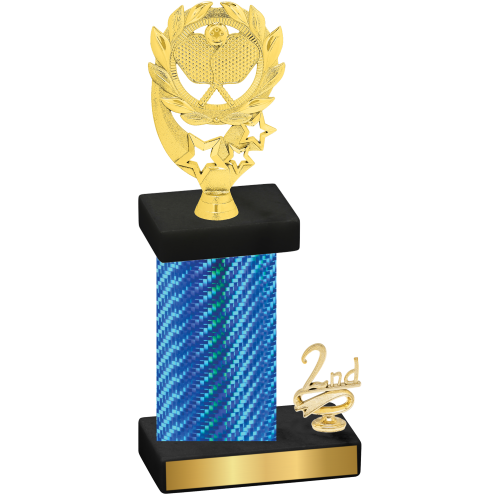 Accented Single Blue Carbon Fiber Second Place Pickleball Trophy