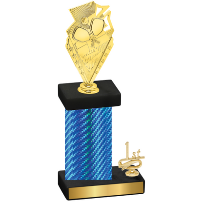 Accented Single Blue Carbon Fiber First Place Pickleball Trophy