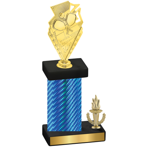 Accented Single Blue Carbon Fiber Victory Pickleball Trophy