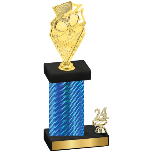 Accented Single Blue Carbon Fiber Year Pickleball Trophy