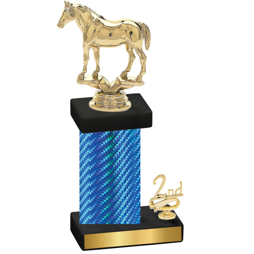 Accented Single Blue Carbon Fiber Second Place Horses Trophy