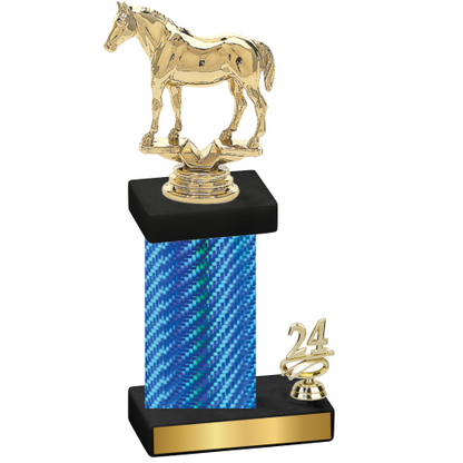 Accented Single Blue Carbon Fiber Year Horses Trophy