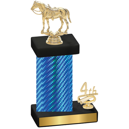 Accented Single Blue Carbon Fiber Fourth Place Horses Trophy