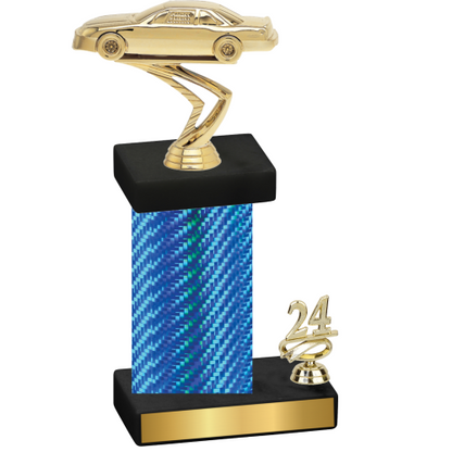 Accented Single Blue Carbon Fiber Year Cars Trophy