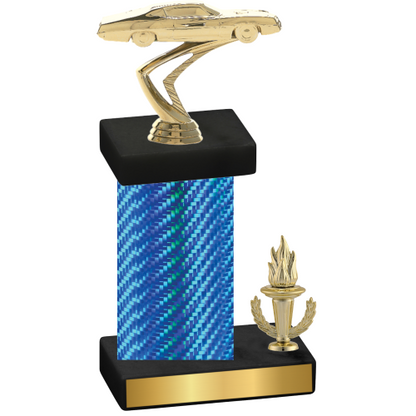 Accented Single Blue Carbon Fiber Victory Cars Trophy