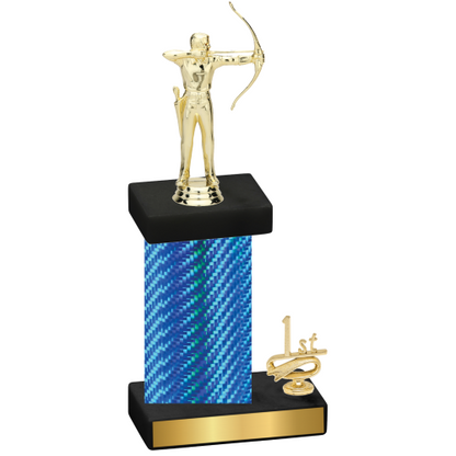 Accented Single Blue Carbon Fiber First Place Archery Trophy