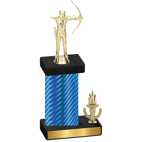 Accented Single Blue Carbon Fiber Victory Archery Trophy